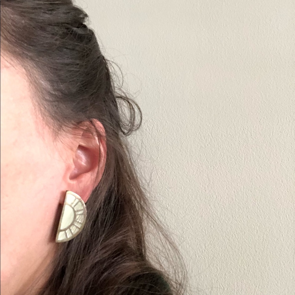 Artist made metal half moon earrings